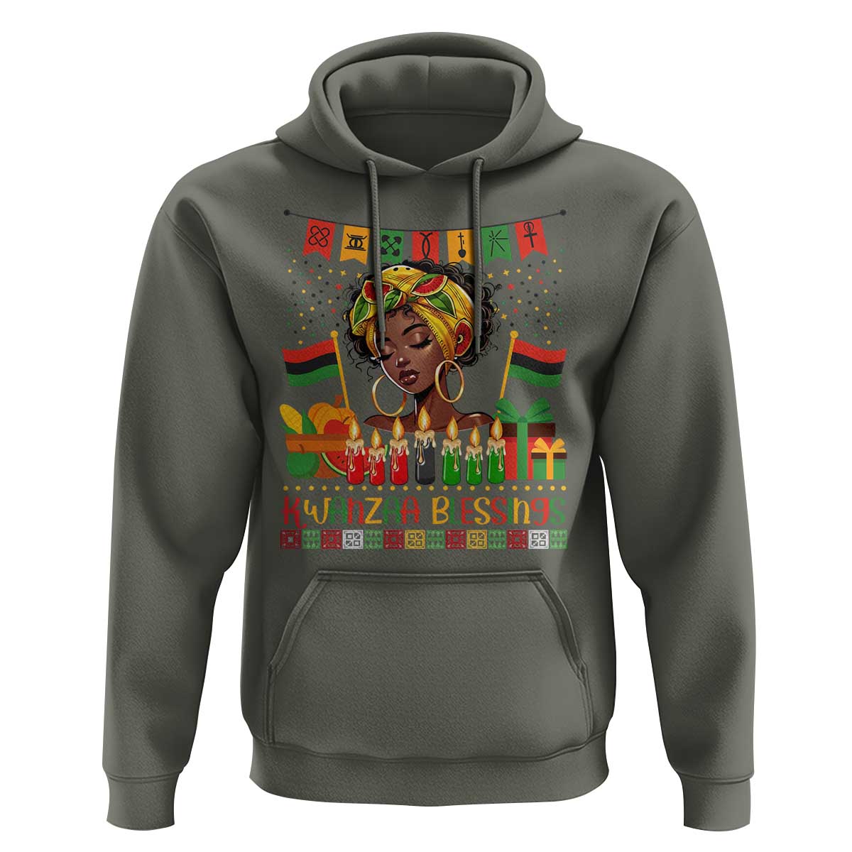 Kwanzaa Blessings African Woman Hoodie Umoja Seven Principles Family Gift - Wonder Print Shop