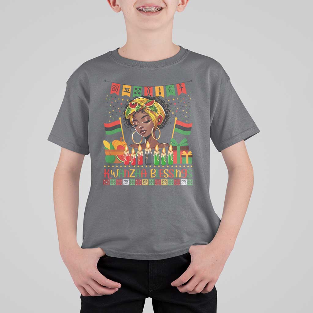 Kwanzaa Blessings African Woman T Shirt For Kid Umoja Seven Principles Family Gift - Wonder Print Shop