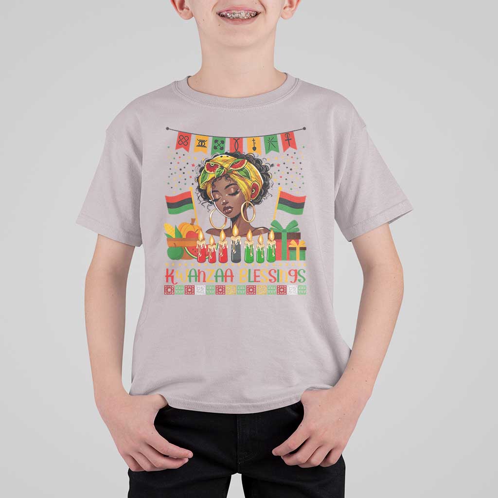 Kwanzaa Blessings African Woman T Shirt For Kid Umoja Seven Principles Family Gift - Wonder Print Shop