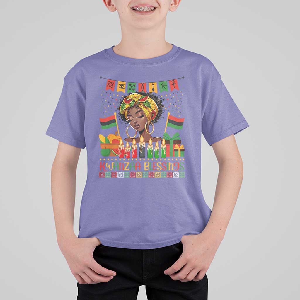 Kwanzaa Blessings African Woman T Shirt For Kid Umoja Seven Principles Family Gift - Wonder Print Shop