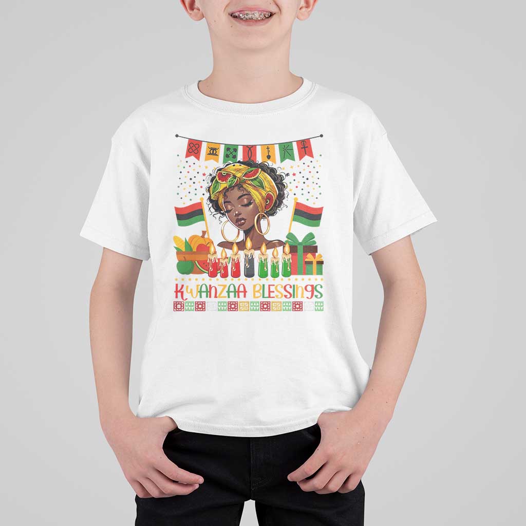 Kwanzaa Blessings African Woman T Shirt For Kid Umoja Seven Principles Family Gift - Wonder Print Shop