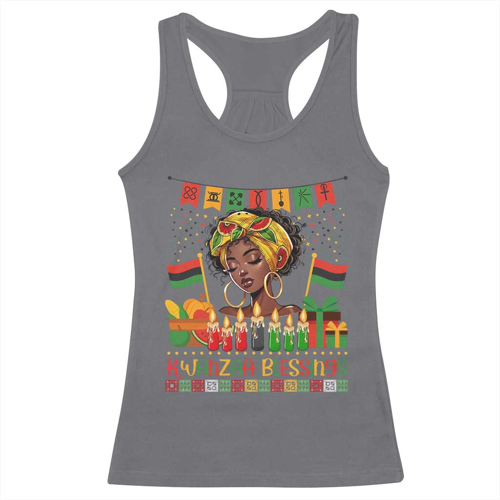 Kwanzaa Blessings African Woman Racerback Tank Top Umoja Seven Principles Family Gift - Wonder Print Shop