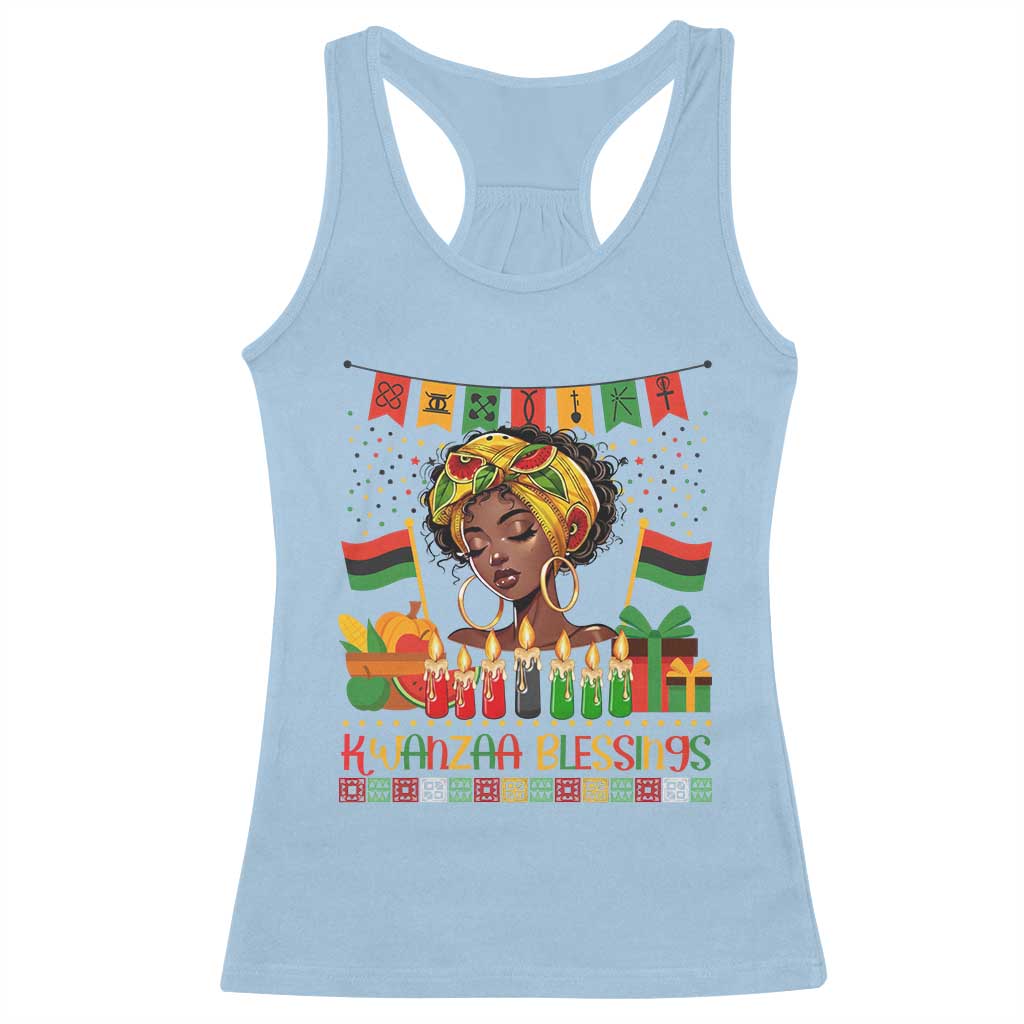 Kwanzaa Blessings African Woman Racerback Tank Top Umoja Seven Principles Family Gift - Wonder Print Shop