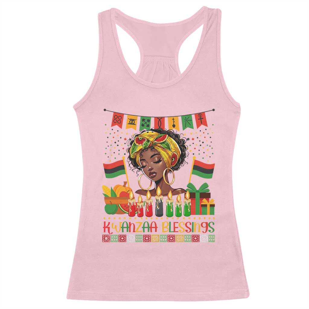 Kwanzaa Blessings African Woman Racerback Tank Top Umoja Seven Principles Family Gift - Wonder Print Shop