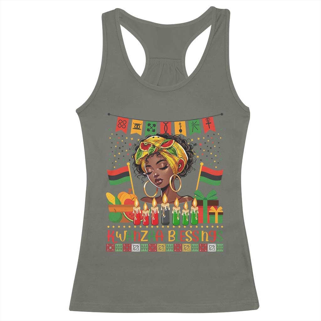 Kwanzaa Blessings African Woman Racerback Tank Top Umoja Seven Principles Family Gift - Wonder Print Shop