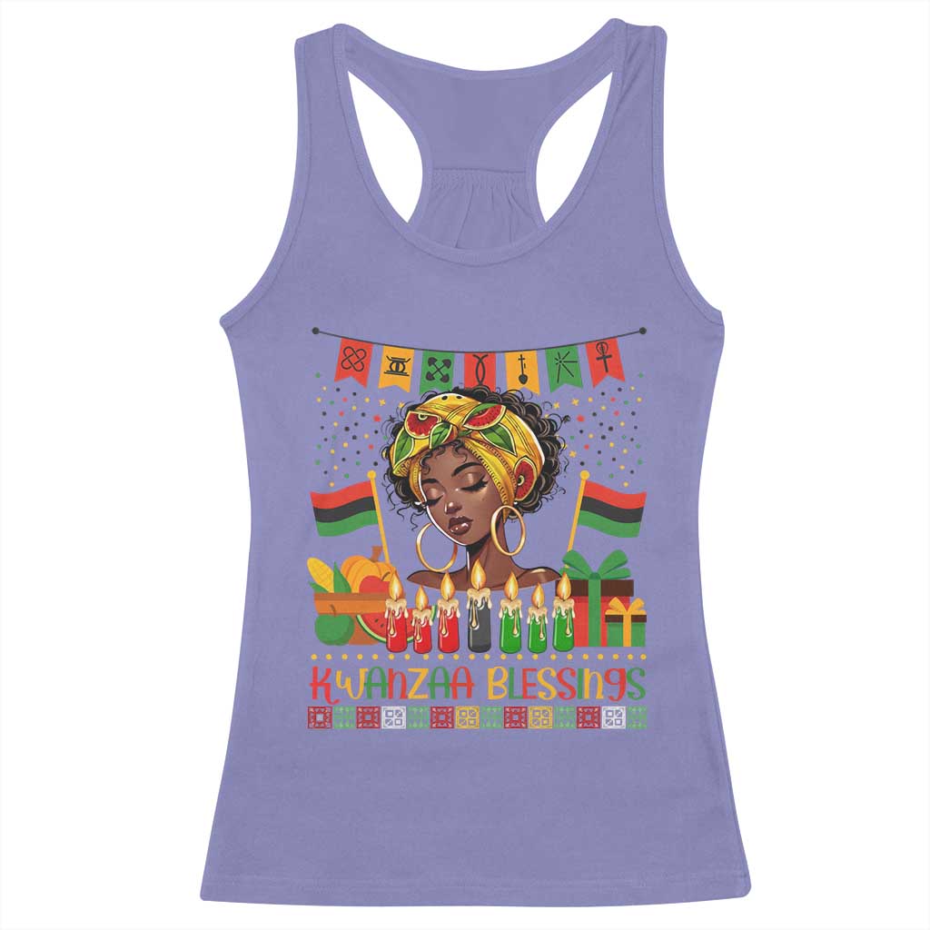 Kwanzaa Blessings African Woman Racerback Tank Top Umoja Seven Principles Family Gift - Wonder Print Shop