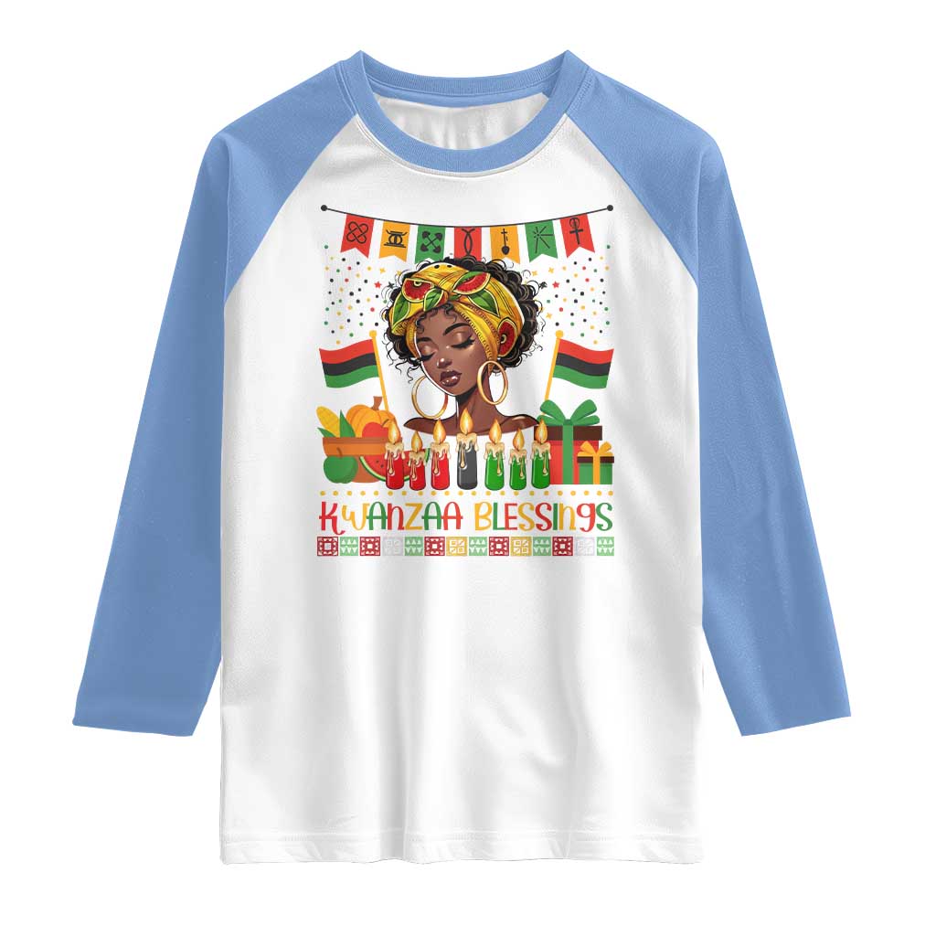 Kwanzaa Blessings African Woman Raglan Shirt Umoja Seven Principles Family Gift - Wonder Print Shop