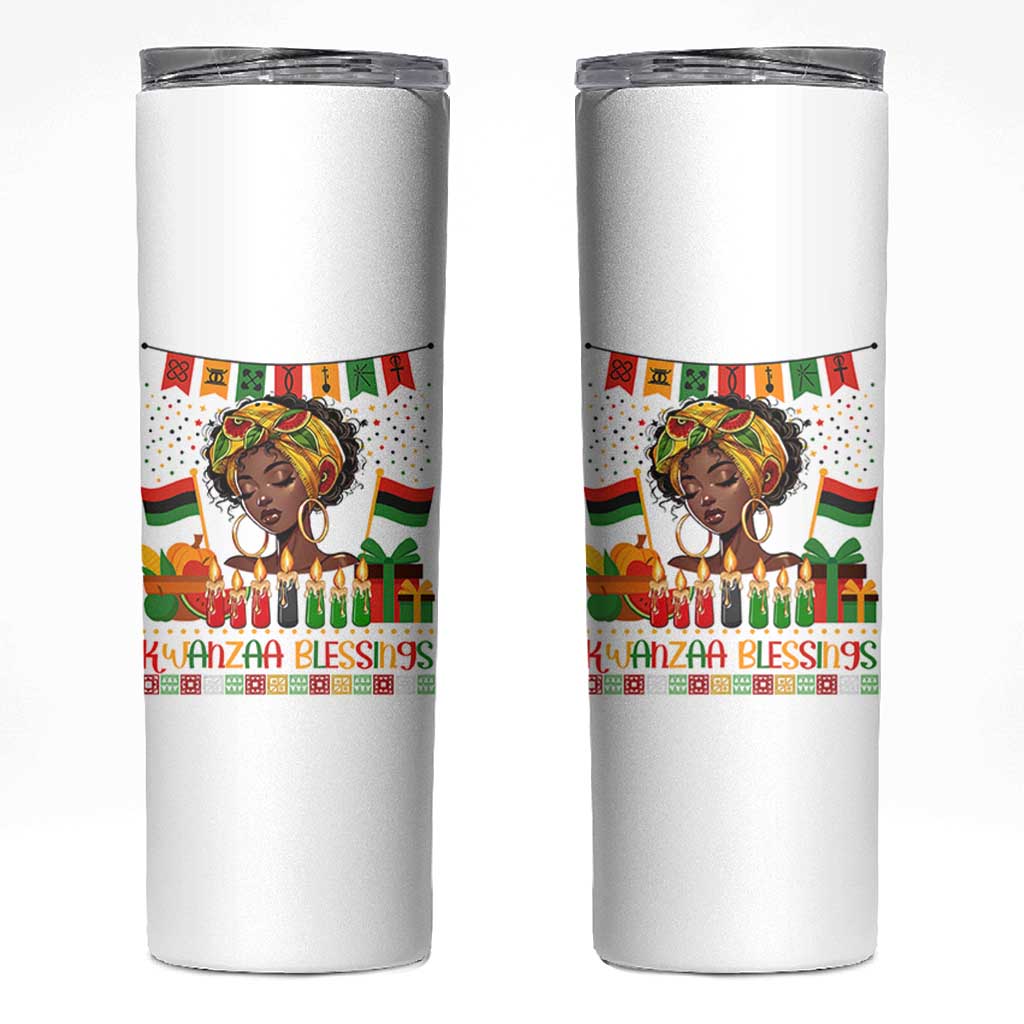 Kwanzaa Blessings African Woman Skinny Tumbler Umoja Seven Principles Family Gift - Wonder Print Shop