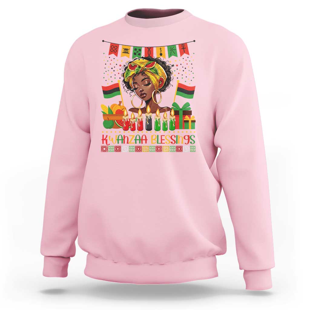 Kwanzaa Blessings African Woman Sweatshirt Umoja Seven Principles Family Gift - Wonder Print Shop