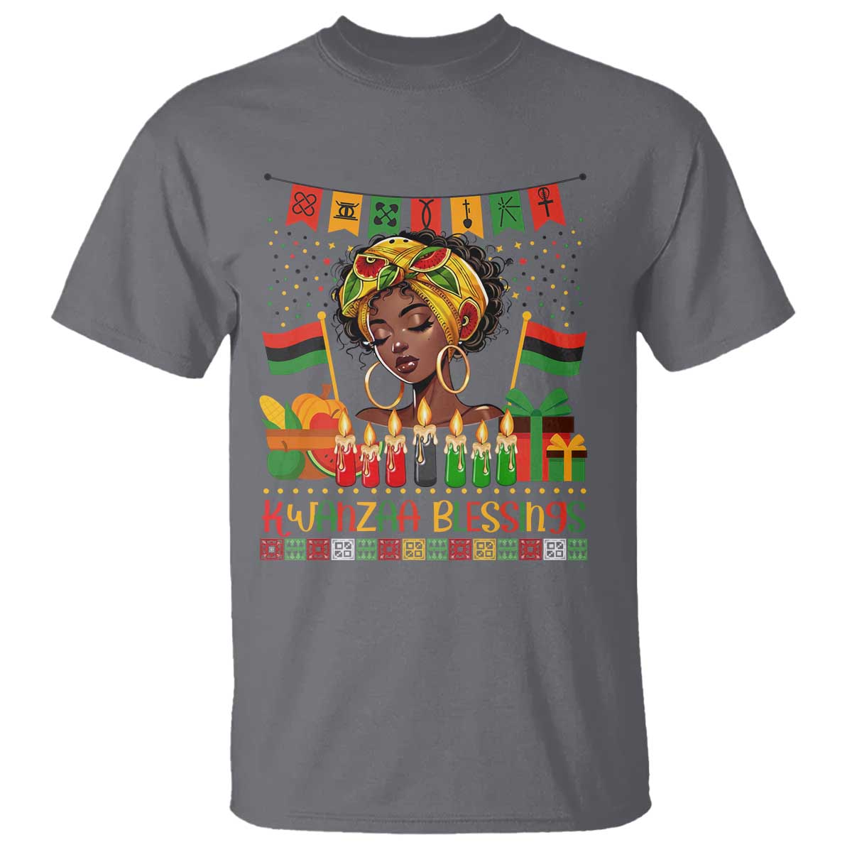 Kwanzaa Blessings African Woman T Shirt Umoja Seven Principles Family Gift - Wonder Print Shop
