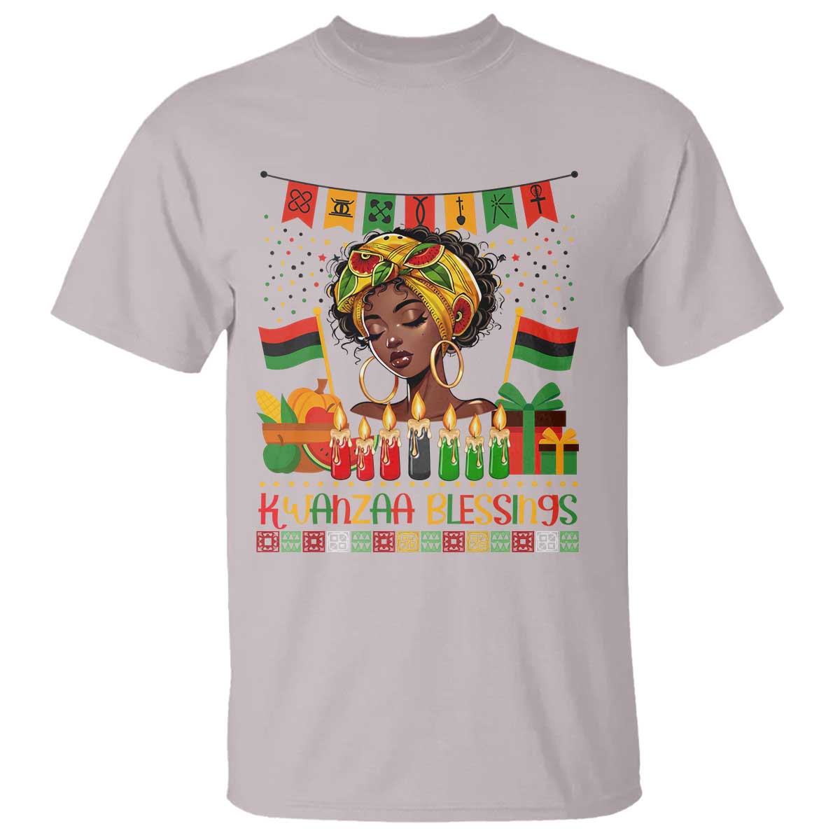 Kwanzaa Blessings African Woman T Shirt Umoja Seven Principles Family Gift - Wonder Print Shop