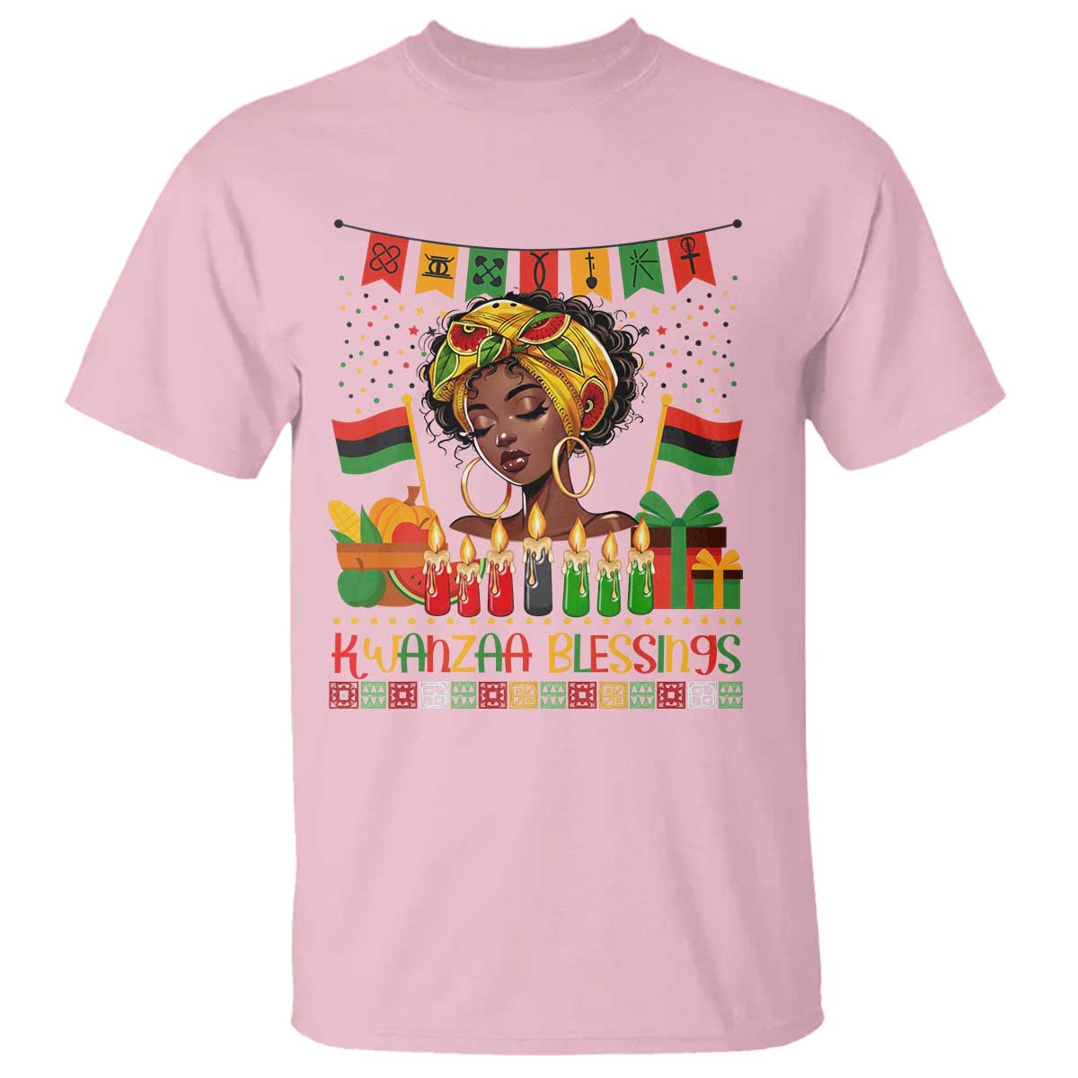 Kwanzaa Blessings African Woman T Shirt Umoja Seven Principles Family Gift - Wonder Print Shop