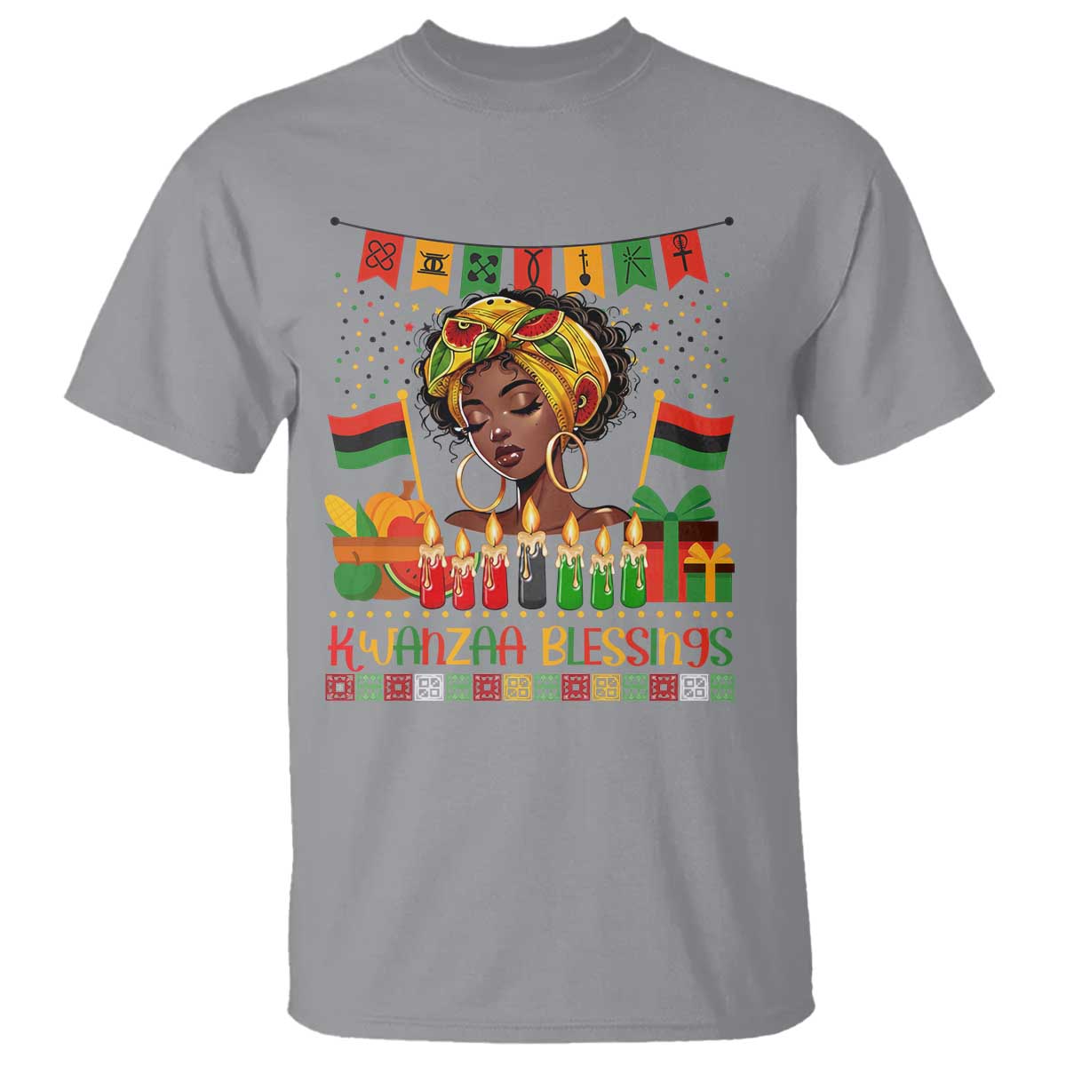 Kwanzaa Blessings African Woman T Shirt Umoja Seven Principles Family Gift - Wonder Print Shop