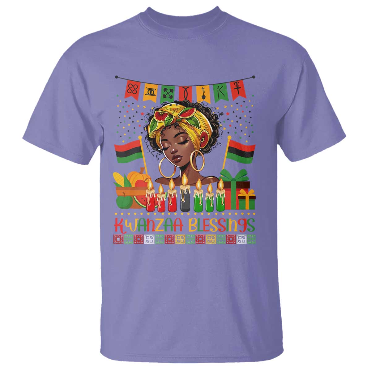 Kwanzaa Blessings African Woman T Shirt Umoja Seven Principles Family Gift - Wonder Print Shop
