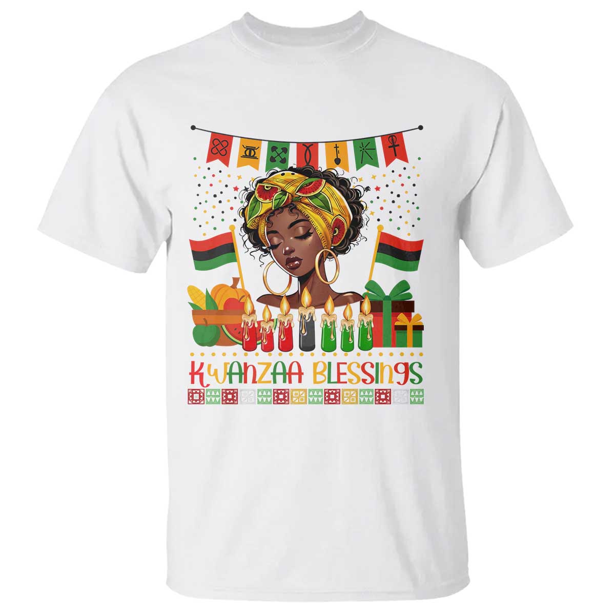 Kwanzaa Blessings African Woman T Shirt Umoja Seven Principles Family Gift - Wonder Print Shop