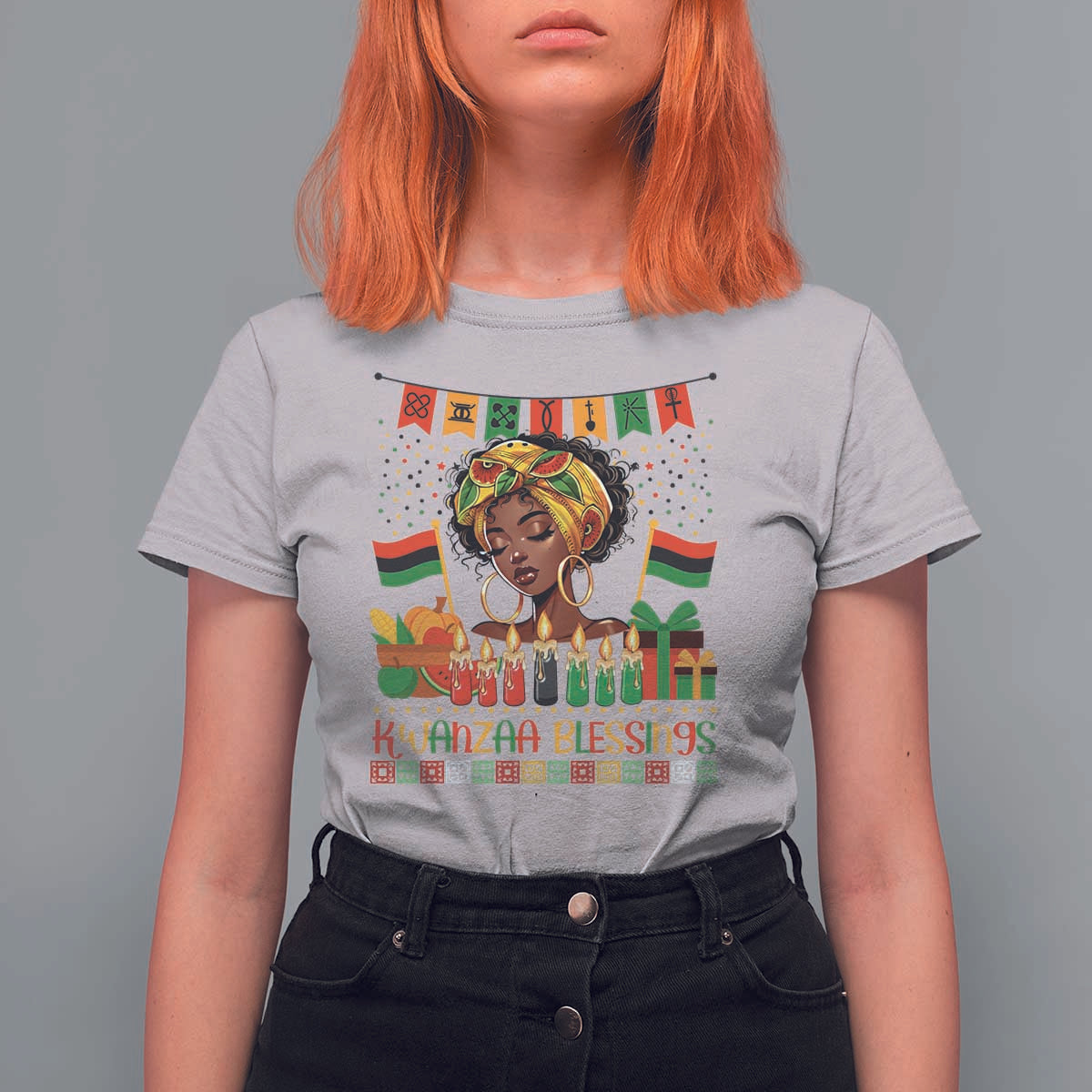 Kwanzaa Blessings African Woman T Shirt For Women Umoja Seven Principles Family Gift - Wonder Print Shop