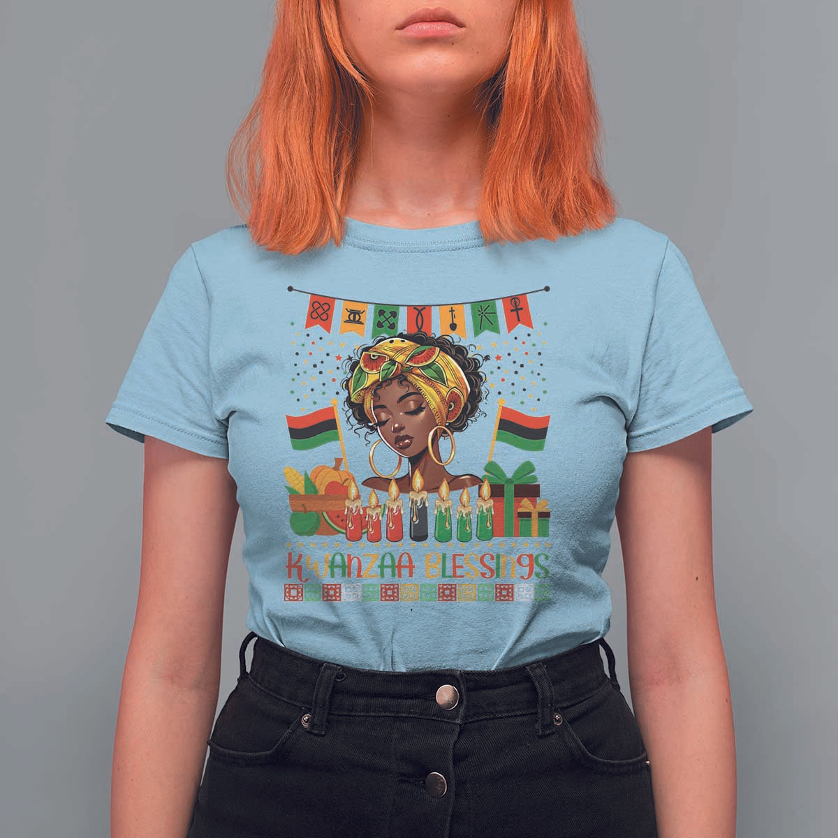 Kwanzaa Blessings African Woman T Shirt For Women Umoja Seven Principles Family Gift - Wonder Print Shop