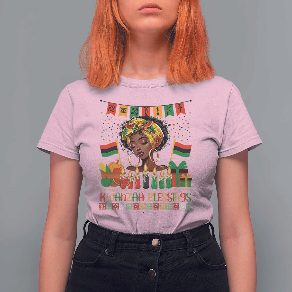 Kwanzaa Blessings African Woman T Shirt For Women Umoja Seven Principles Family Gift - Wonder Print Shop