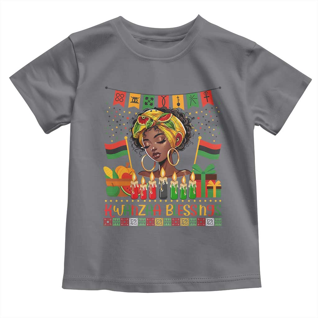 Kwanzaa Blessings African Woman Toddler T Shirt Umoja Seven Principles Family Gift - Wonder Print Shop