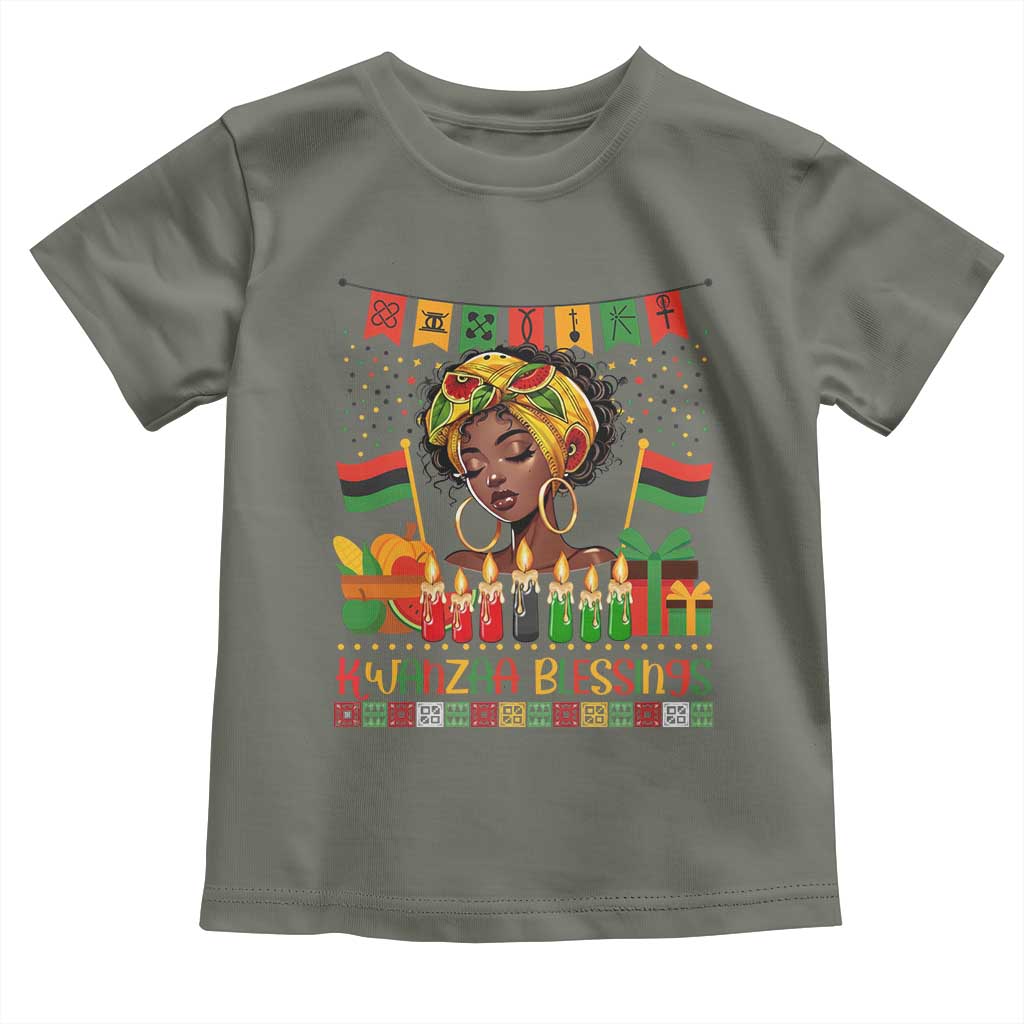 Kwanzaa Blessings African Woman Toddler T Shirt Umoja Seven Principles Family Gift - Wonder Print Shop