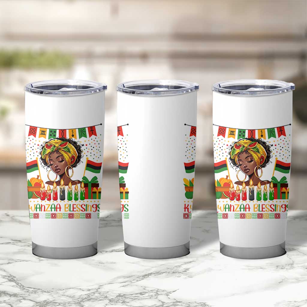 Kwanzaa Blessings African Woman Tumbler Cup Umoja Seven Principles Family Gift - Wonder Print Shop