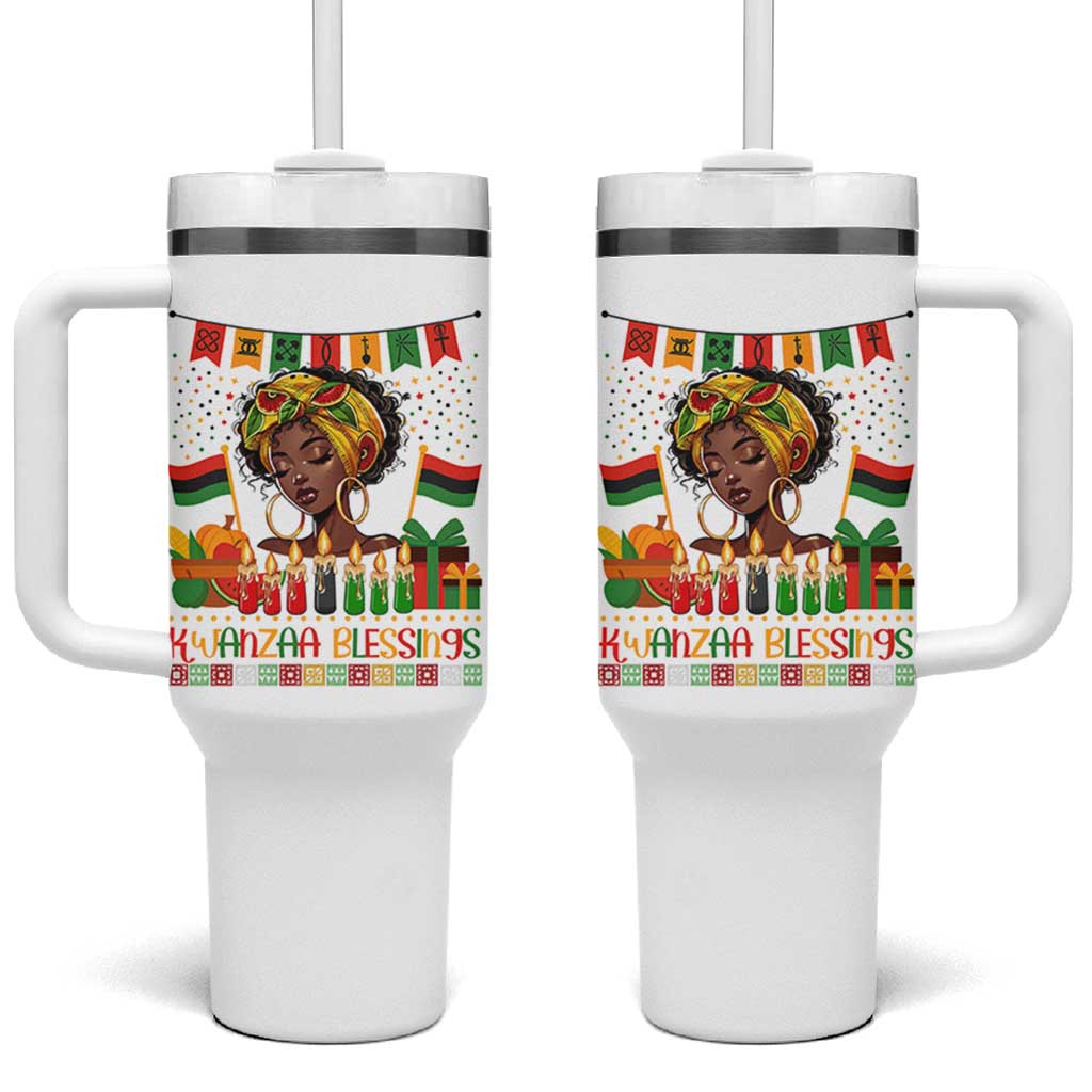 Kwanzaa Blessings African Woman Tumbler With Handle Umoja Seven Principles Family Gift - Wonder Print Shop