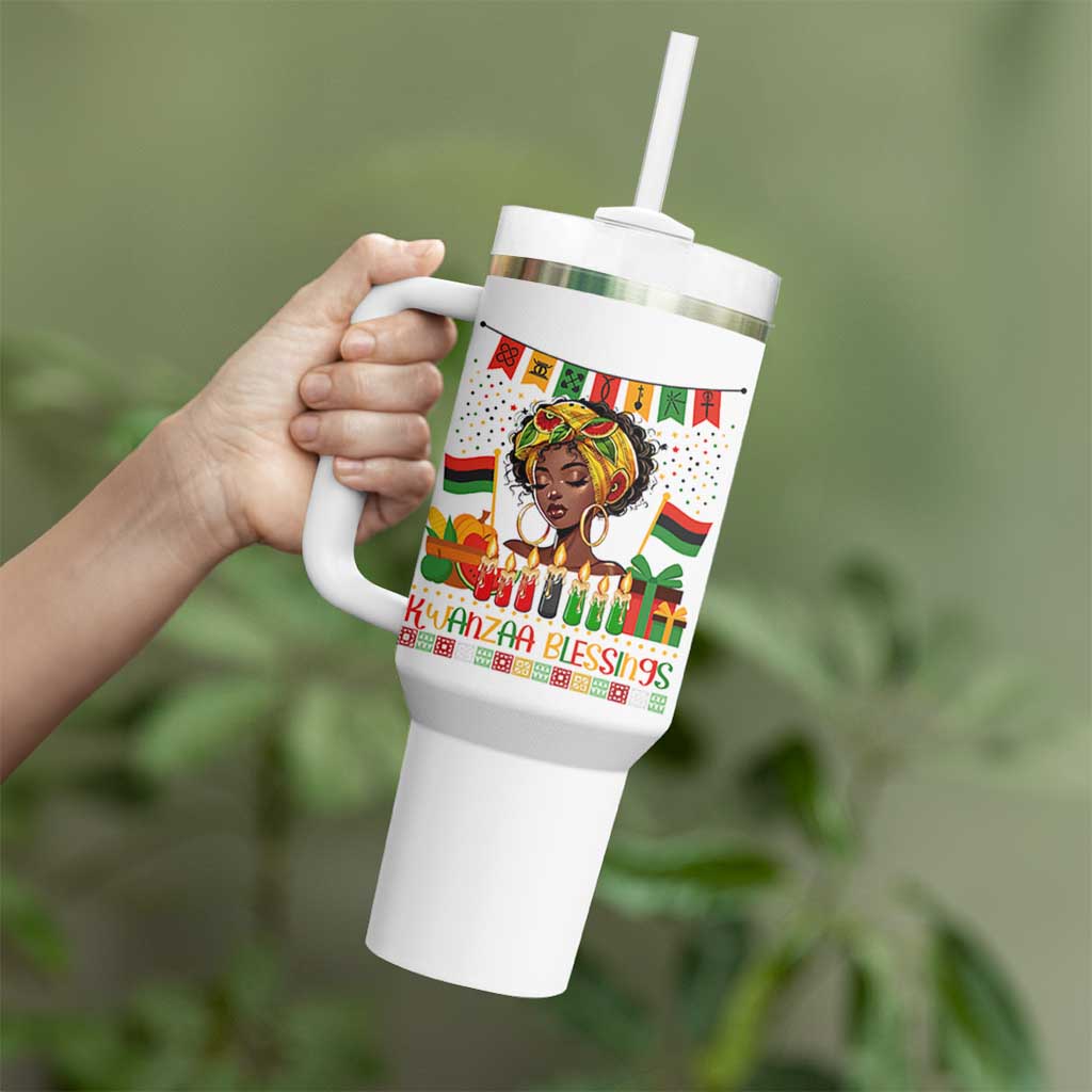 Kwanzaa Blessings African Woman Tumbler With Handle Umoja Seven Principles Family Gift - Wonder Print Shop