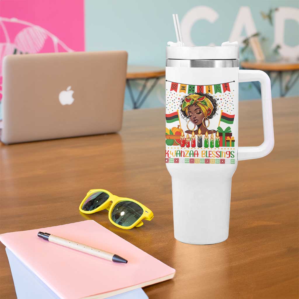 Kwanzaa Blessings African Woman Tumbler With Handle Umoja Seven Principles Family Gift - Wonder Print Shop