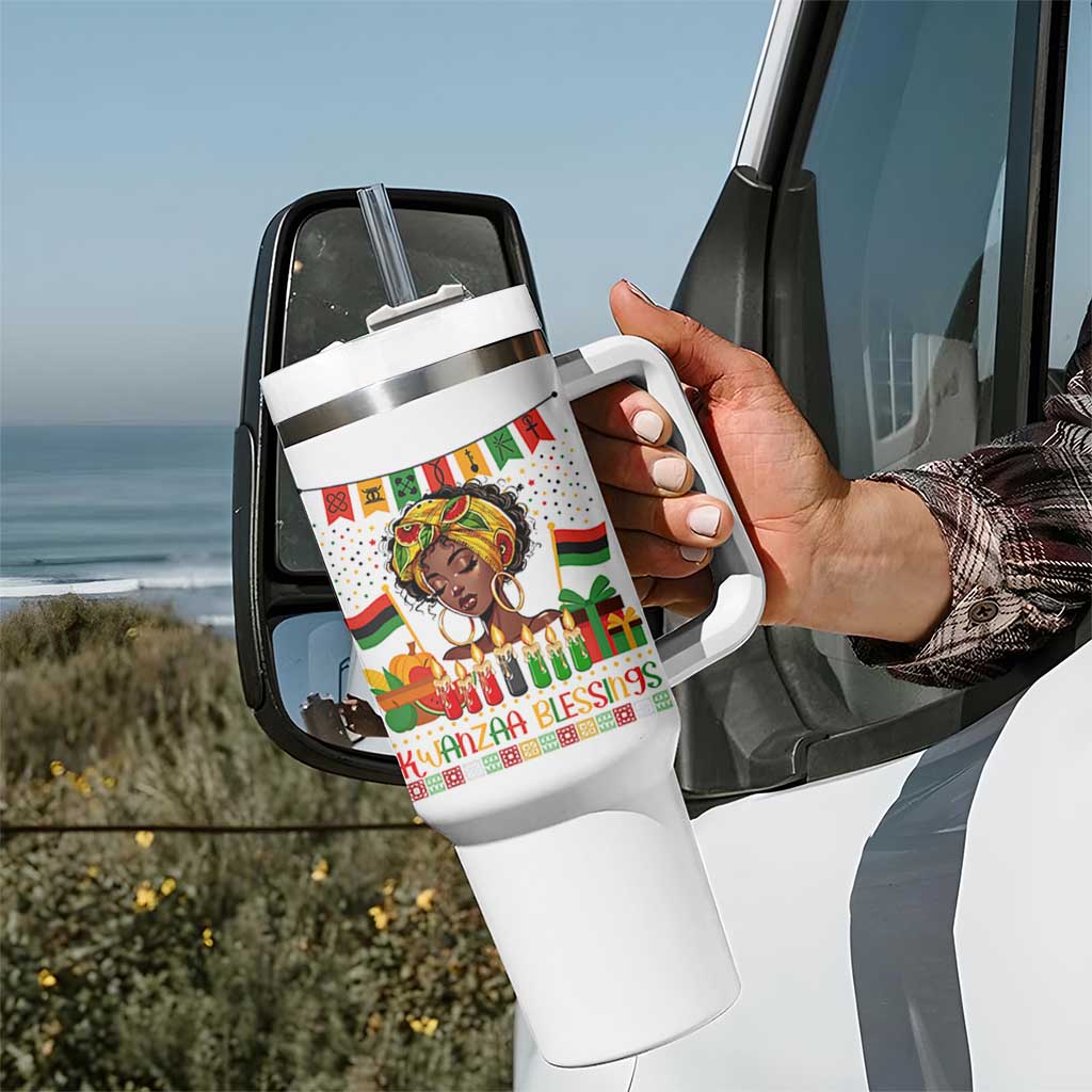 Kwanzaa Blessings African Woman Tumbler With Handle Umoja Seven Principles Family Gift - Wonder Print Shop