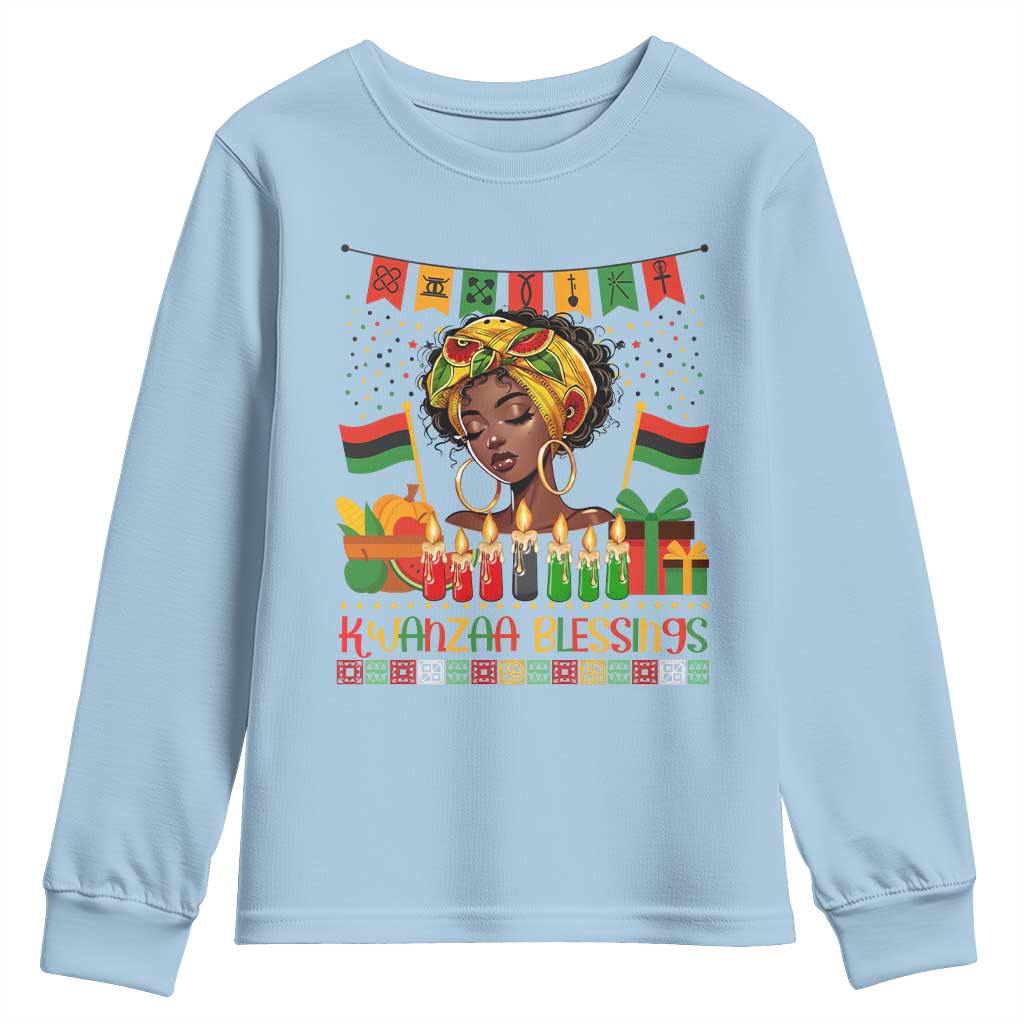Kwanzaa Blessings African Woman Youth Sweatshirt Umoja Seven Principles Family Gift - Wonder Print Shop