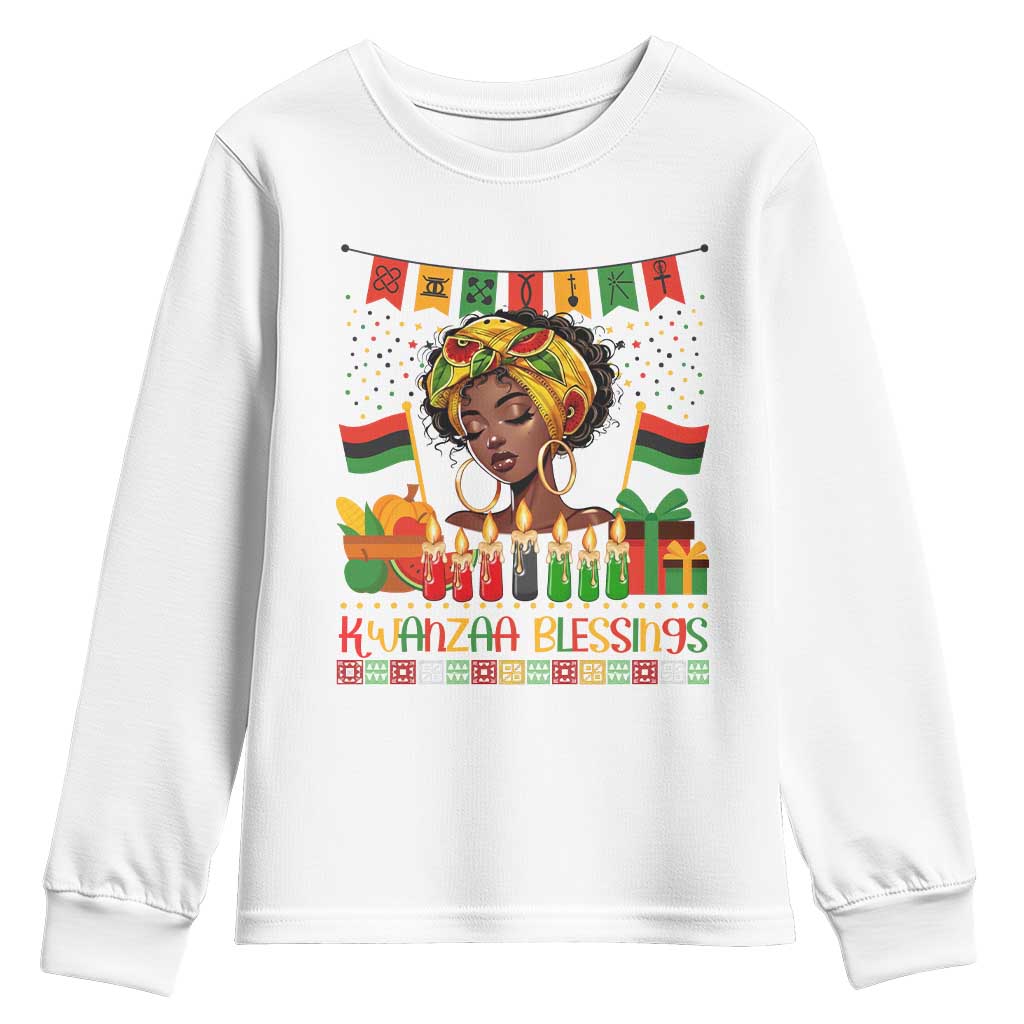 Kwanzaa Blessings African Woman Youth Sweatshirt Umoja Seven Principles Family Gift - Wonder Print Shop