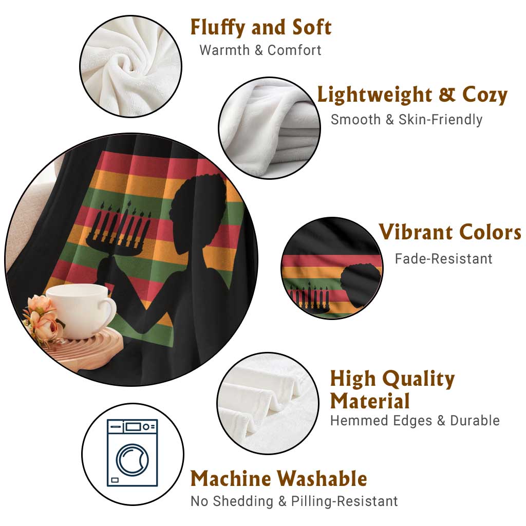 Kwanzaa Umoja Family African Woman Seven Principles Gift Throw Blanket - Wonder Print Shop