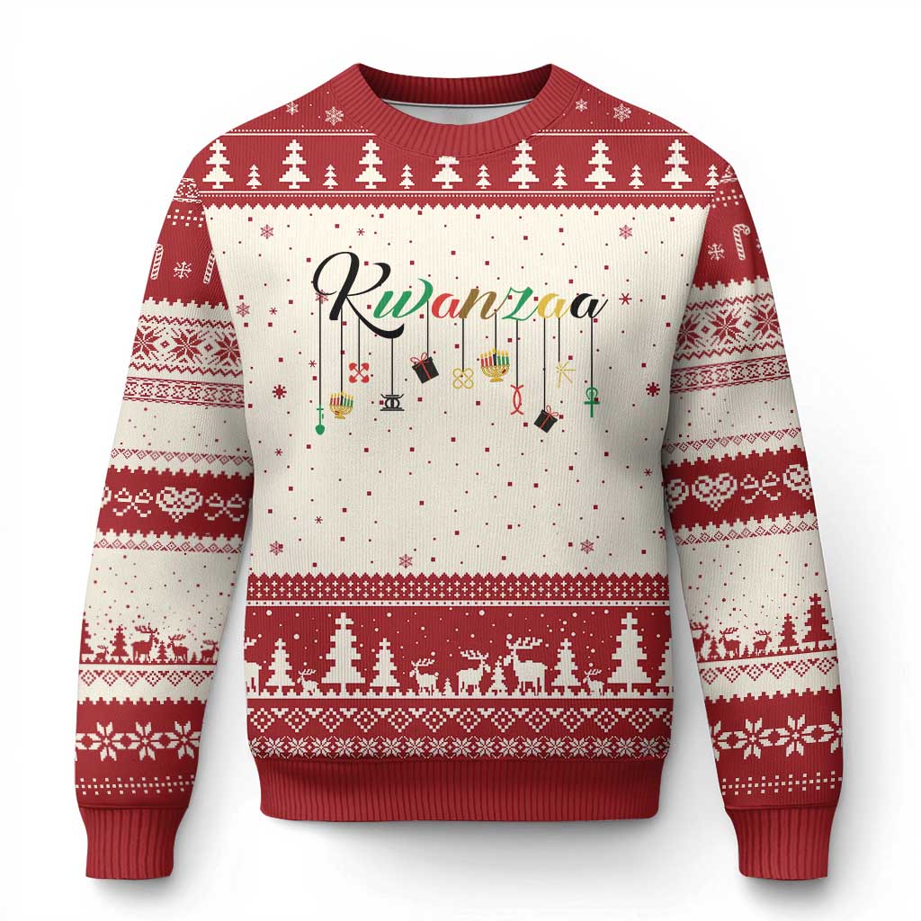 Kwanzaa Ugly Christmas Sweater Lights Of Unity Seven Principles Heritage Gift - Wonder Print Shop