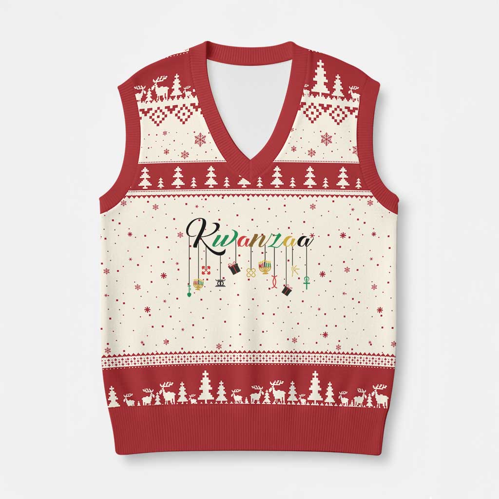 Kwanzaa V-Neck Knit Sweater Vest Lights Of Unity Seven Principles Heritage Gift - Wonder Print Shop
