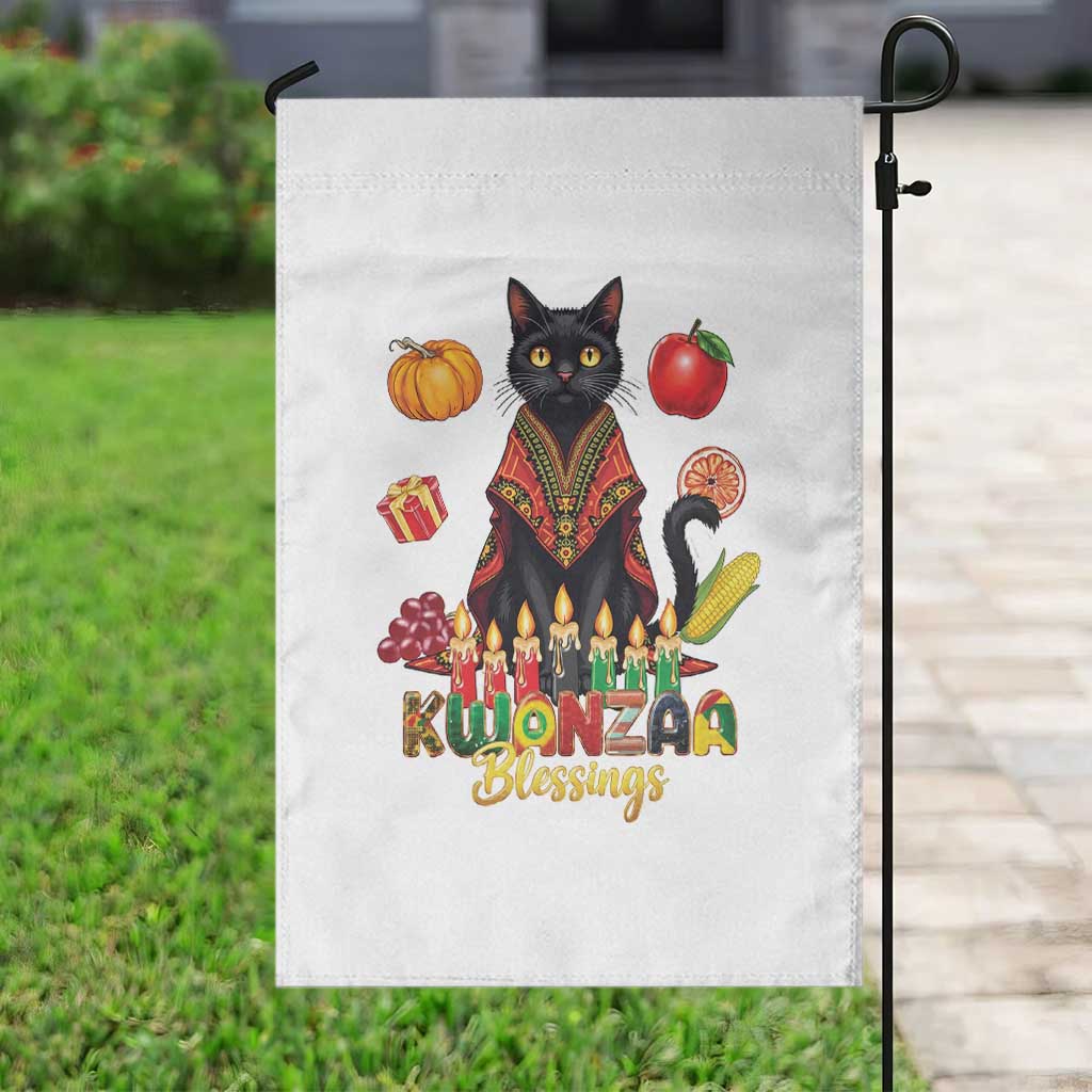Kwanzaa Blessings Garden Flag Funny Cat African Heritage Gift - Wonder Print Shop