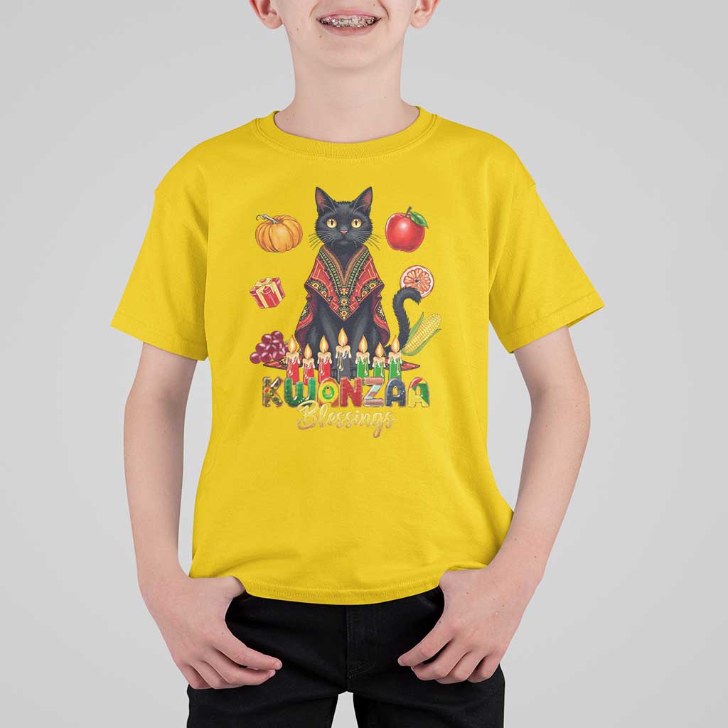 Kwanzaa Blessings T Shirt For Kid Funny Cat African Heritage Gift - Wonder Print Shop