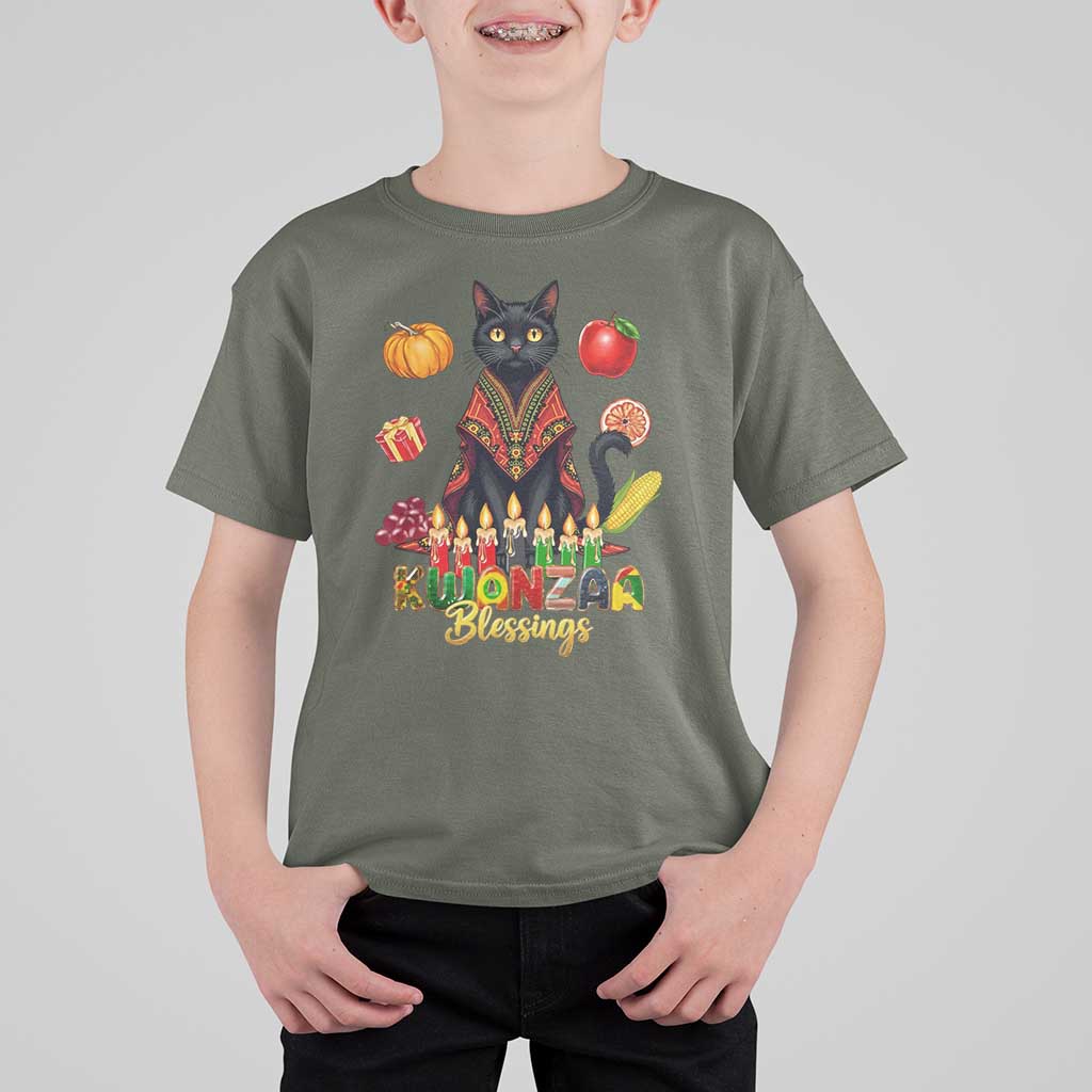 Kwanzaa Blessings T Shirt For Kid Funny Cat African Heritage Gift - Wonder Print Shop