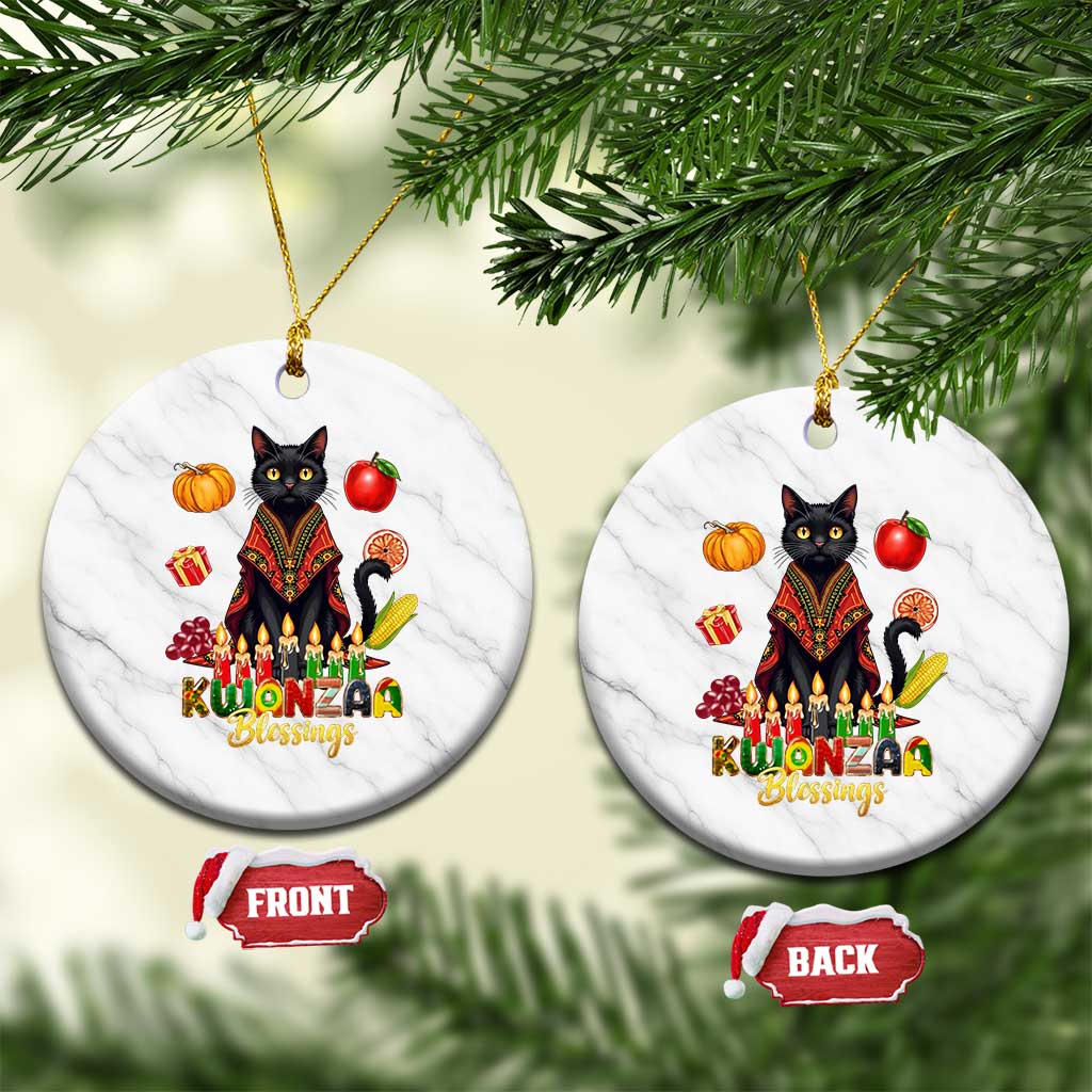 Kwanzaa Blessings Ceramic Ornament Funny Cat African Heritage Gift - Wonder Print Shop