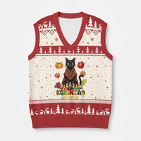 Kwanzaa Blessings V-Neck Knit Sweater Vest Funny Cat African Heritage Gift - Wonder Print Shop