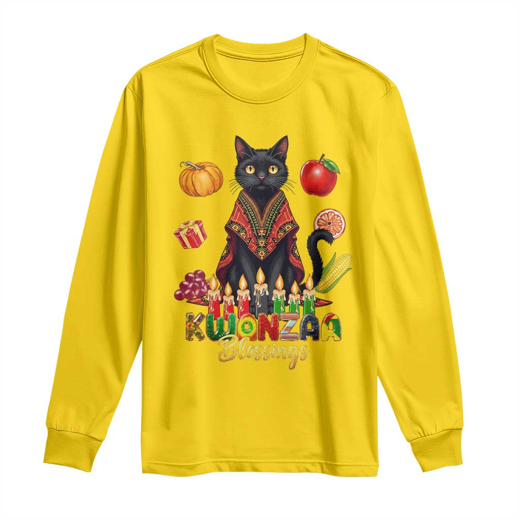 Kwanzaa Blessings Long Sleeve Shirt Funny Cat African Heritage Gift - Wonder Print Shop