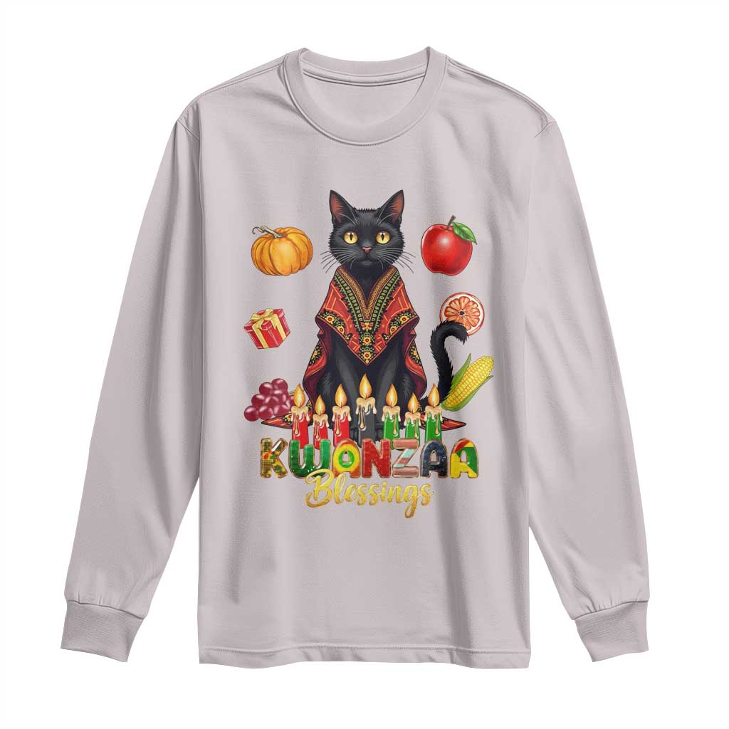 Kwanzaa Blessings Long Sleeve Shirt Funny Cat African Heritage Gift - Wonder Print Shop