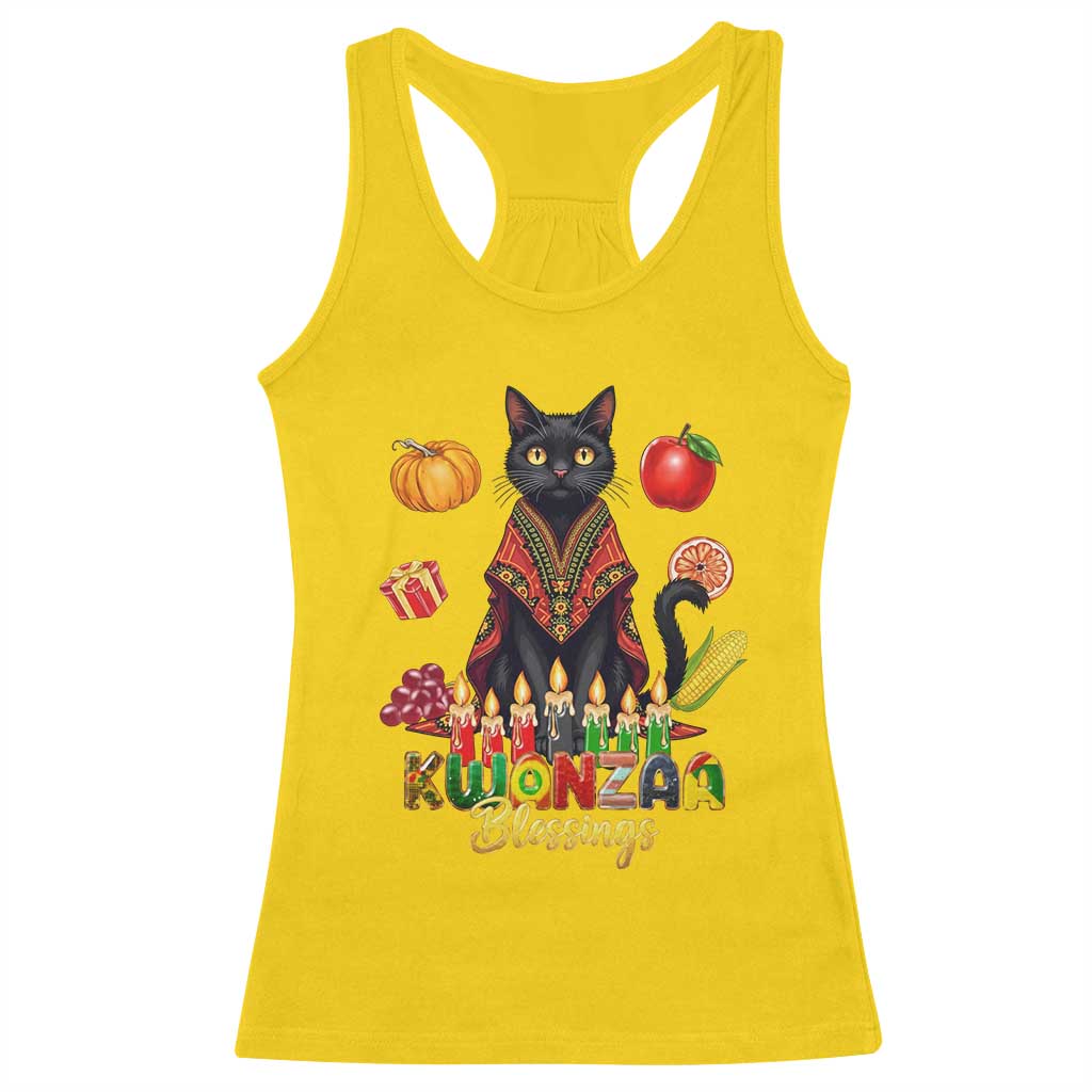 Kwanzaa Blessings Racerback Tank Top Funny Cat African Heritage Gift - Wonder Print Shop