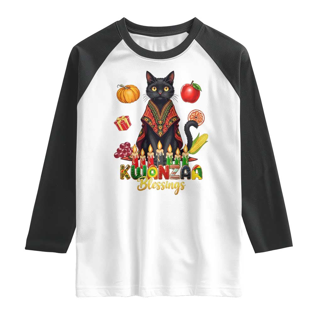 Kwanzaa Blessings Raglan Shirt Funny Cat African Heritage Gift - Wonder Print Shop