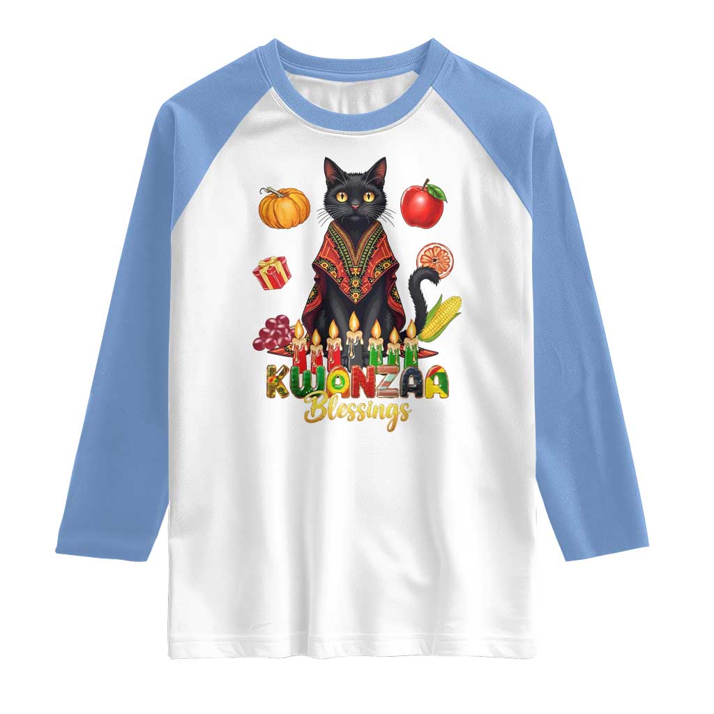 Kwanzaa Blessings Raglan Shirt Funny Cat African Heritage Gift - Wonder Print Shop