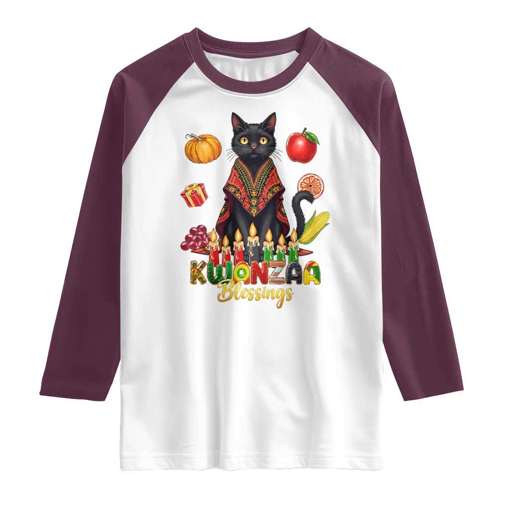 Kwanzaa Blessings Raglan Shirt Funny Cat African Heritage Gift - Wonder Print Shop