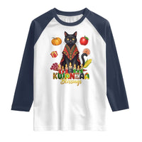 Kwanzaa Blessings Raglan Shirt Funny Cat African Heritage Gift - Wonder Print Shop