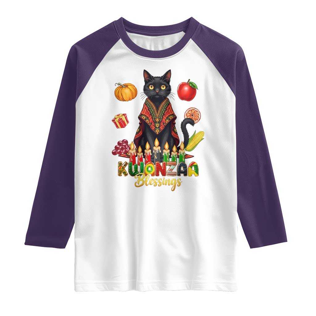Kwanzaa Blessings Raglan Shirt Funny Cat African Heritage Gift - Wonder Print Shop