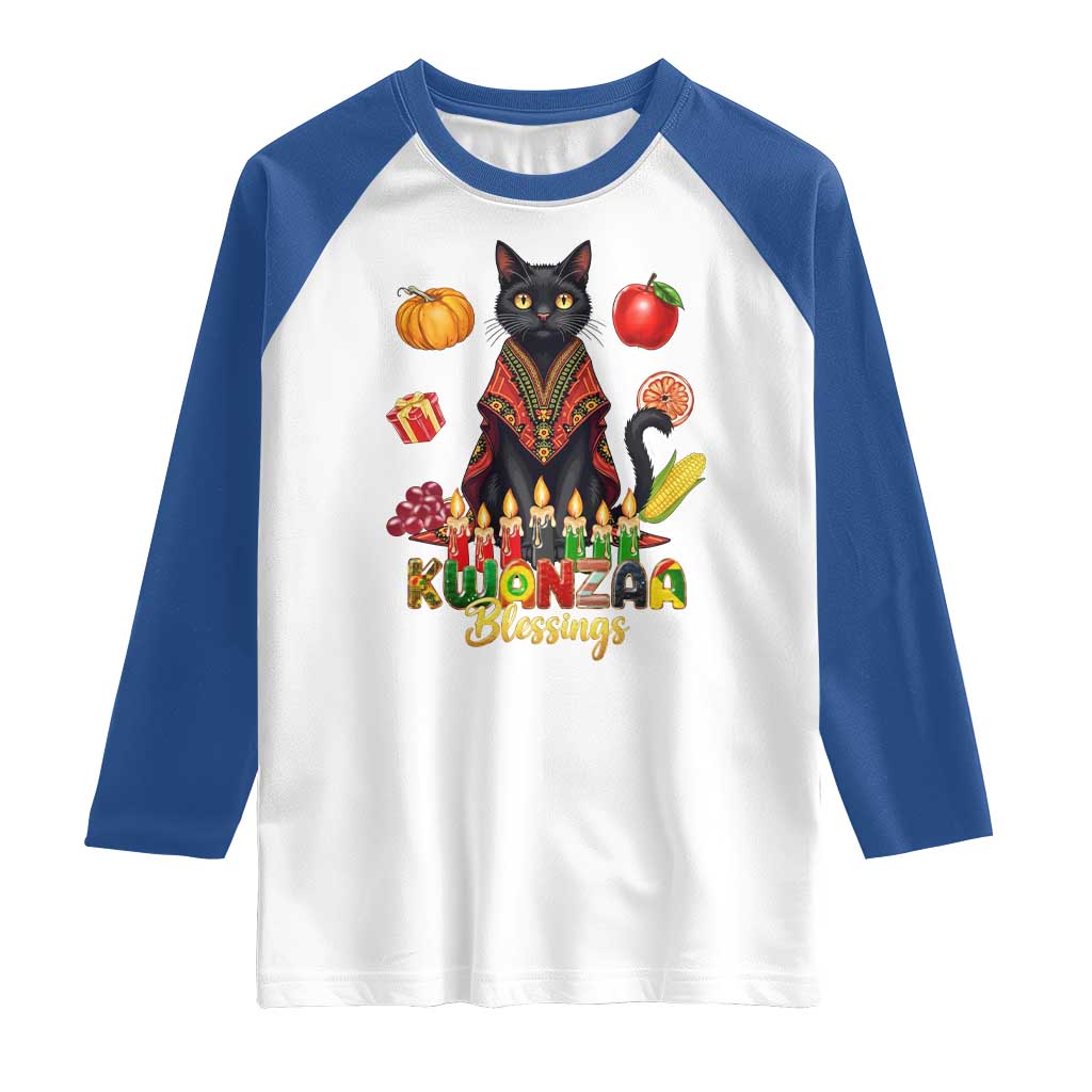 Kwanzaa Blessings Raglan Shirt Funny Cat African Heritage Gift - Wonder Print Shop