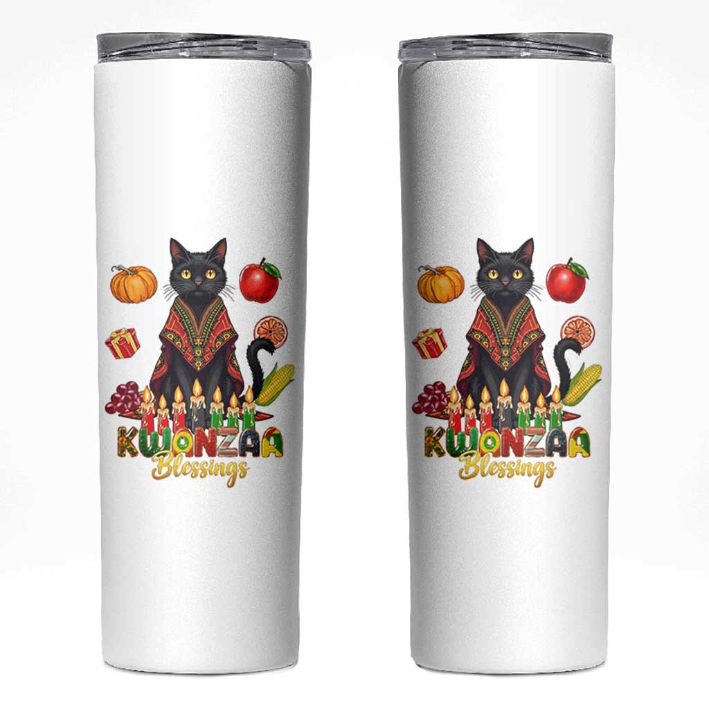 Kwanzaa Blessings Skinny Tumbler Funny Cat African Heritage Gift - Wonder Print Shop