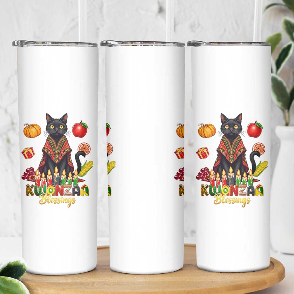Kwanzaa Blessings Skinny Tumbler Funny Cat African Heritage Gift - Wonder Print Shop